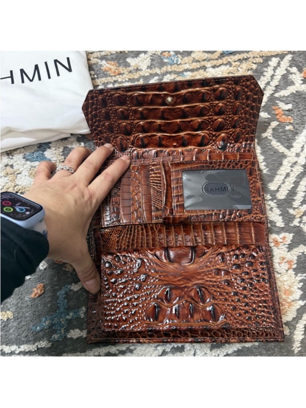 Brahmin Pecan Croc-Embossed Leather Tote with Wallet & Wristlet NWOT - Picture 3 of 7